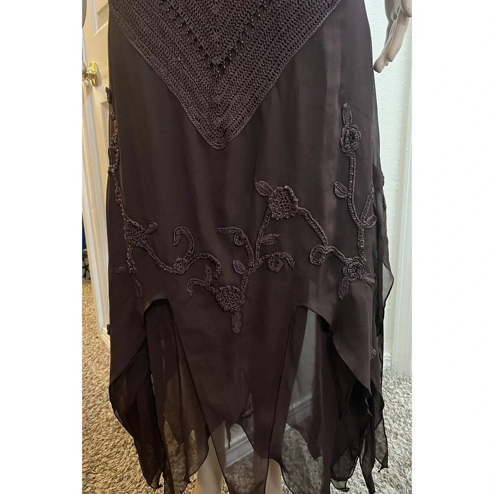 Kroshetta Papillon Womens Beaded Crochet Gown Large Hand Made Embroidered‎ - Picture 8 of 16